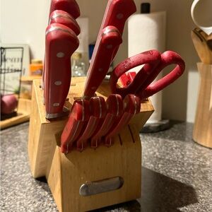 Red Knife Set with Block